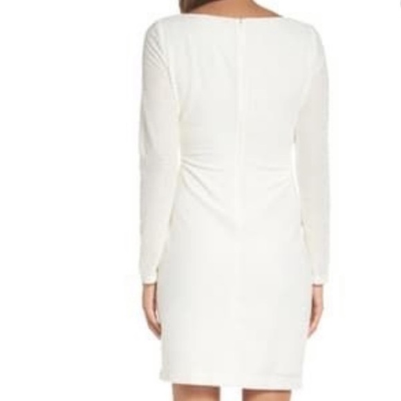 Vince Camuto Women's Size 8P White Bridal Sequined Sheath Side Ruche Dress NWT - Picture 8 of 12